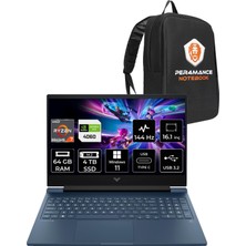 Hp Victus 16 Amd Ryzen 7 8845HS 64GB 4tb SSD RTX4060/8GB 16.1" Fhd 144Hz W11H Taşınabilir Bilgisayar & Per4 Çanta A05N8EAPN375