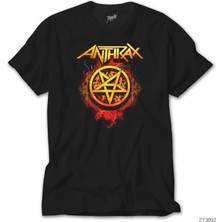 Crows Gate Anthrax Fire With Pentagram Siyah Tişört