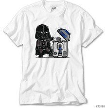 Crows Gate Darth Vader R2D2 Trashcan Beyaz Tişört