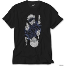 Crows Gate Gojo Satoru Jujutsu Siyah Tişört