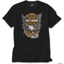 Crows Gate Harley Davidson Engineer Eagle Siyah Tişört
