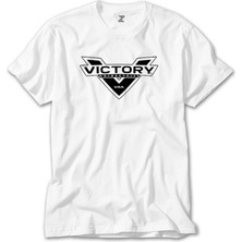 Crows Gate Victory Motorcycles Black Logo Beyaz T-Shirt