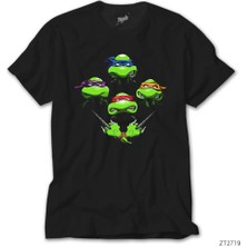 Crows Gate Ninja Turtles Face Siyah Tişört