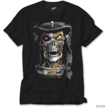 Crows Gate Terminator Skull Siyah T-Shirt