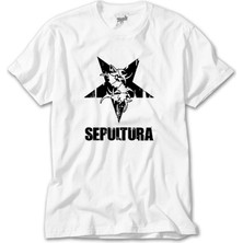 Crows Gate Sepultura Yazı Logo Beyaz Tişört