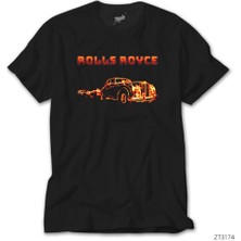 Crows Gate Rolls Royce In Fire Siyah Tişört
