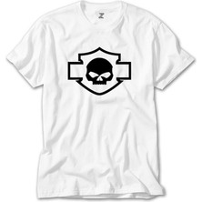 Crows Gate Harley Davidson Motorcycle Skull Beyaz Tişört