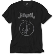 Crows Gate Pentagram Yazı Bir Logo Siyah T-Shirt
