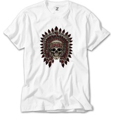 Crows Gate Kızıldereli Skull Apache Beyaz T-Shirt