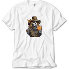Crows Gate Kovboy Woman Skull Beyaz T-Shirt