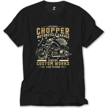Crows Gate West Coast Chopper Motorcycle Siyah T-Shirt