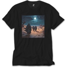 Crows Gate Caravan Advancing In The Moonlight Siyah T-Shirt