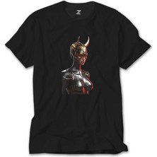 Crows Gate Gold Horns Woman Siyah T-Shirt