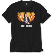 Crows Gate Nirvana Kurt Cobain Guitar Angel Siyah Tişört