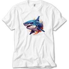 Crows Gate Color Shark Beyaz Tişört