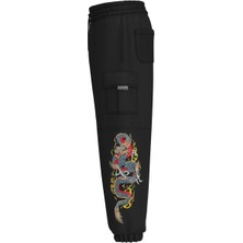 Shout Oversize Unisex Dragon Embroidery Kargo Pantolon