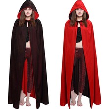 Ynt İthalat Çift Taraflı Kullanılabilir Siyah Kırmızı Kapişonlu Pelerin 110 cm Yetişkin