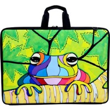 Glanart Askılı, Fermuarlı 35X50 Resim Çantası Su Geçirmez Ketenli Kumaş 37x54 cm Proje Çantası Kurbağa