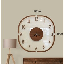 Woodhub Şeffaf Lüx Ahşap Detaylı Duvar Saati Kare