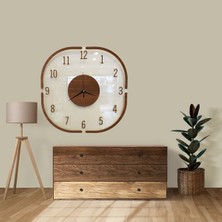 Woodhub Şeffaf Lüx Ahşap Detaylı Duvar Saati Kare