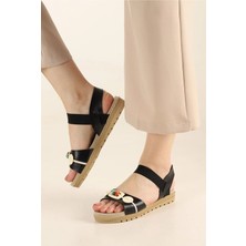 Aristocrat Shoes Yumuşak Tabanlı Rahat Boncuklu Sandalet Kadın Terlik Lastikli