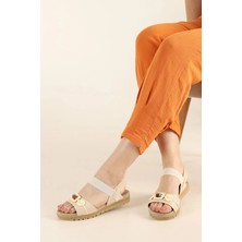 Aristocrat Shoes Yumuşak Tabanlı Rahat Boncuklu Sandalet Kadın Terlik Lastikli