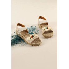 Aristocrat Shoes Yumuşak Tabanlı Rahat Boncuklu Sandalet Kadın Terlik Lastikli
