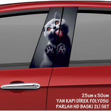 Fresh Sevimli Bebek Kedi Yalayan Renkli Baskılı Folyo Kaplama - 2Li Kapı Direkleri Için Sticker Modifiye