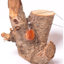 Taş Sandığı Akik Taşı Kolye - Çelik Malzemeli (Kararmaz)