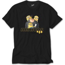 Crows Gate Minions And Gru Selfie Siyah T-Shirt