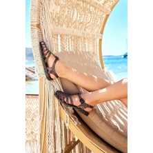 Aristocrat Shoes Jelly Siyah Simli Toka Detaylı Kadın Sandalet