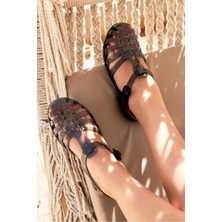 Aristocrat Shoes Jelly Siyah Simli Toka Detaylı Kadın Sandalet