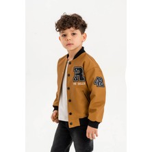 Gold Class Kidswear Çıtçıtlı Ribanalı R Nakışlı Erkek Çocuk Deri Ceket