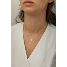 Mediterian 925 Ayar Gümüş Çift Kır Çiçeği Kolye, Zarif ve Şık Takı Seçeneği