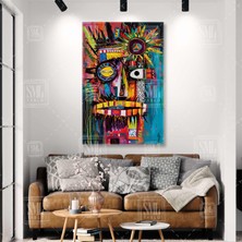 SML Tablo Soyut Afrikan Maskesi Grafitti Kabile Maskesi Kızılderili Dekor Dikey Kanvas Tablo