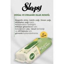 7 Adet Sleepy Doğal ve Organik Islak Mendil 50'li ve Rosıe