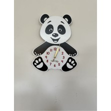 Woodhub Hayvan Figürlü Ve Karakterli Duvar Saati - Panda Tasarımlı Çocuk Duvar Saati