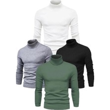 Zenwave  Zenwave  4 Adet Unisex Kaşkorse Boğazlı Full Likralı Fitilli Body Kazak