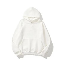 3 Iplik Pamuklu Unisex Kapşonlu Sweetshirt - Beyaz