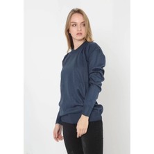 Tarz Yeri Unisex Uzun Kol Biskilet Yaka Dokuma Triko - Lacivert