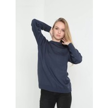 Tarz Yeri Unisex Uzun Kol Biskilet Yaka Dokuma Triko - Lacivert