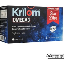 Krilom Omega 3 Astaksantin 3 x 50 Kapsül