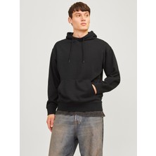 Jack & Jones Jjecharge Sweat Hood Noos Erkek Siyah Sweatshirt 12257852-02