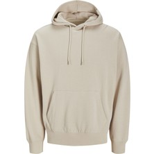 Jack & Jones Jjecharge Sweat Hood Noos Erkek Bej Sweatshirt 12257852-06