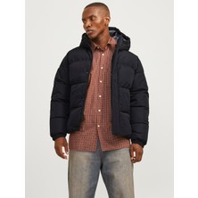 Jack & Jones Jjebradley Puffer Hood Sn Erkek Siyah Mont 12256974-02