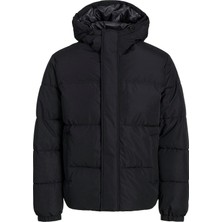 Jack & Jones Jjebradley Puffer Hood Sn Erkek Siyah Mont 12256974-02