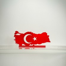 Türk Bayrağı Türkiye Haritası Masa Süsü ,  Dekoratif Obje Biblo, Ofis Ev Dekorasyon, Masa Üstü Dekor