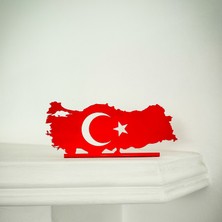 Türk Bayrağı Türkiye Haritası Masa Süsü ,  Dekoratif Obje Biblo, Ofis Ev Dekorasyon, Masa Üstü Dekor