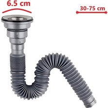 Muffmatik Metal Ağızlı Körüklü Lavabo Mutfak Sifonu Lavabo Gider Borusu 1. Kalite Gri