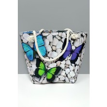 Feryal Kelebek Desenli Plaj Çantası